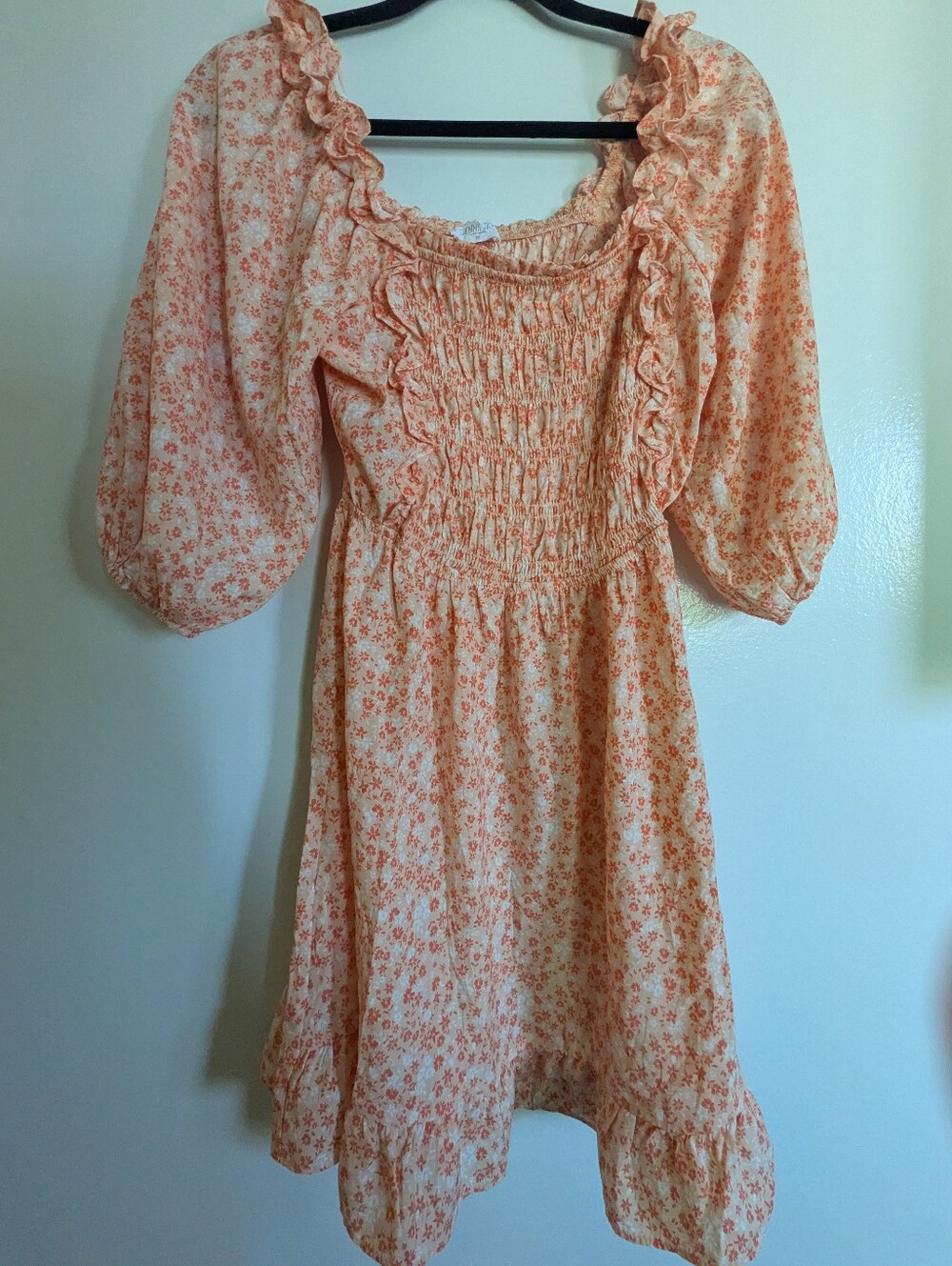 Sienna Sky Peach Floral Smocked Mini Dress
